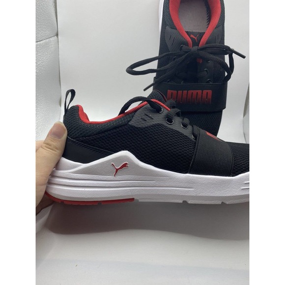 Puma Wired Run Shoes Sneakers Black Red Lace Up 4.5C - Picture 2 of 6